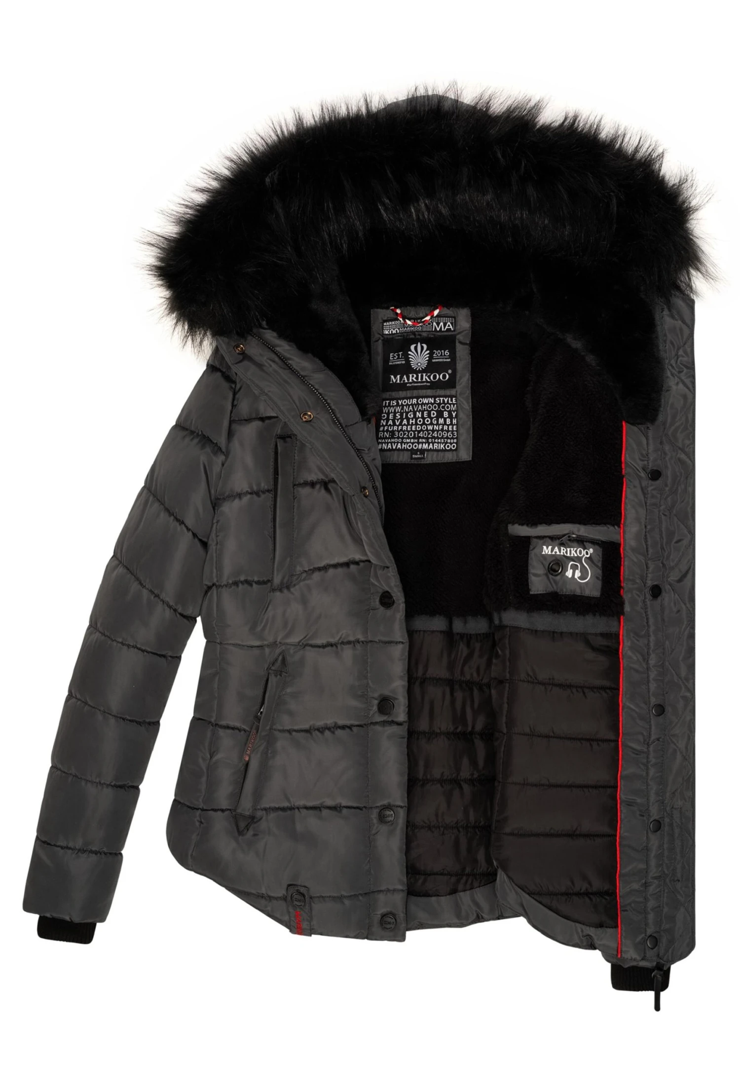 Marikoo LotusblüteGiacca InvernaleAnthracite Donna Giacche E Blazer M5M21G002-C12 4 Marikoo LotusblüteGiacca InvernaleAnthracite Donna Giacche E Blazer M5M21G002-C12 - immagine 4